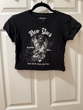 Ed Hardy Black Tee with White Script Logo